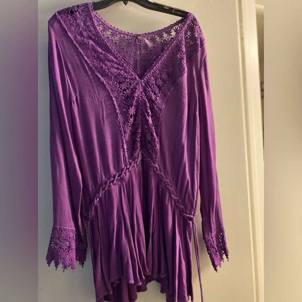 Free people long sleeve purple blouse large